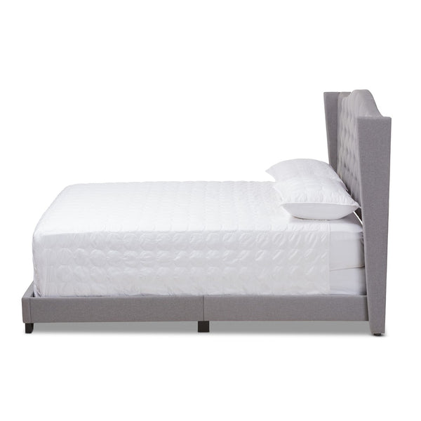 Baxton Studio Baxton Studio Alesha Grey Upholstered King Bed - Modern Winged Headboard with Tufting & Durability Alesha-Grey-King