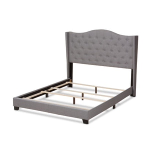 Baxton Studio Baxton Studio Alesha Grey Upholstered King Bed - Modern Winged Headboard with Tufting & Durability Alesha-Grey-King