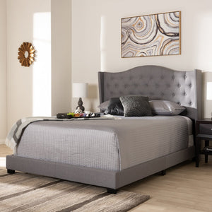 Baxton Studio Baxton Studio Alesha Grey Upholstered King Bed - Modern Winged Headboard with Tufting & Durability Alesha-Grey-King
