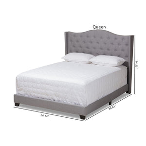 Baxton Studio Baxton Studio Alesha Grey Upholstered King Bed - Modern Winged Headboard with Tufting & Durability Alesha-Grey-King
