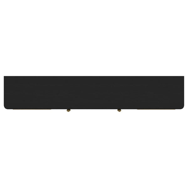 English Elm Benson Wide Rattan Door Media Console with Aged Brass Legs for Modern Living Rooms Black B062P440120