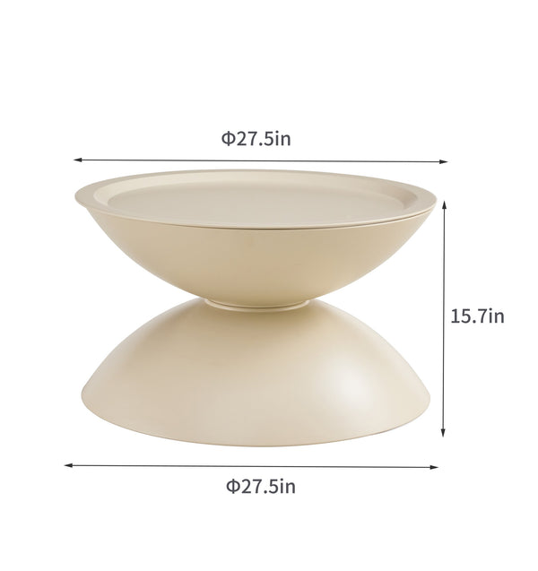 English Elm Milk White Round Coffee Tables Set With Pet-Friendly Design And Stylish Marble Top For Modern Living W370P170339