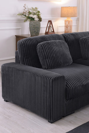 English Elm Lianne Modular Corduroy Sectional with Ottoman Channel Tufted Lounge Sofa B2749S00042