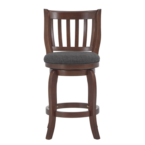 Morgan Swivel Counter Stool Rubberwood Frame Linen Seat with Slatted Back