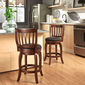 Morgan Swivel Counter Stool Rubberwood Frame Linen Seat with Slatted Back