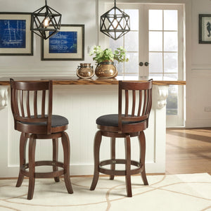 Morgan Swivel Counter Stool Rubberwood Frame Linen Seat with Slatted Back