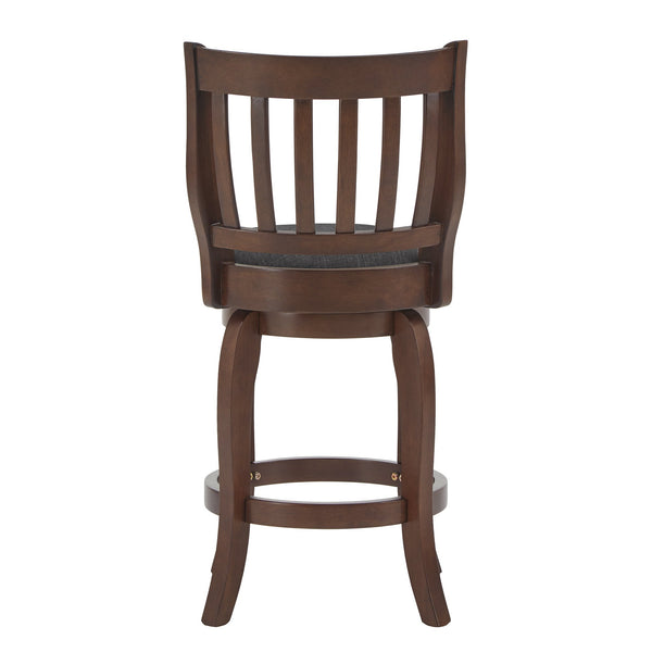 Morgan Swivel Counter Stool Rubberwood Frame Linen Seat with Slatted Back