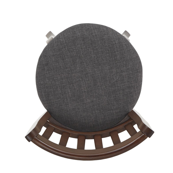 Morgan Swivel Counter Stool Rubberwood Frame Linen Seat with Slatted Back
