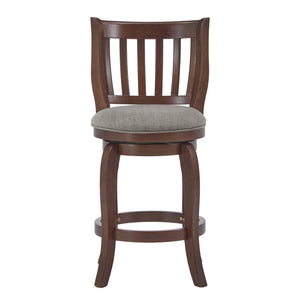 Morgan Swivel Counter Stool Rubberwood Frame Linen Seat with Slatted Back