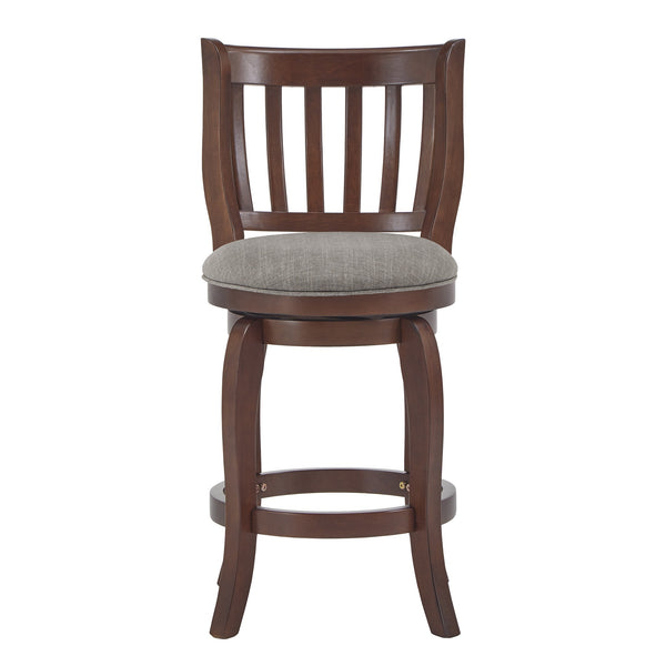 Morgan Swivel Counter Stool Rubberwood Frame Linen Seat with Slatted Back