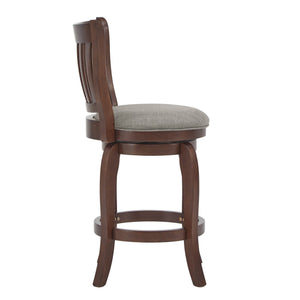 Morgan Swivel Counter Stool Rubberwood Frame Linen Seat with Slatted Back