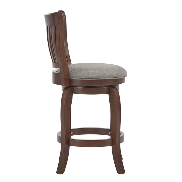 Morgan Swivel Counter Stool Rubberwood Frame Linen Seat with Slatted Back