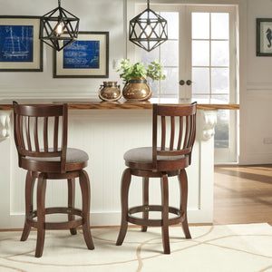 Morgan Swivel Counter Stool Rubberwood Frame Linen Seat with Slatted Back