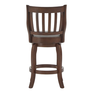 Morgan Swivel Counter Stool Rubberwood Frame Linen Seat with Slatted Back