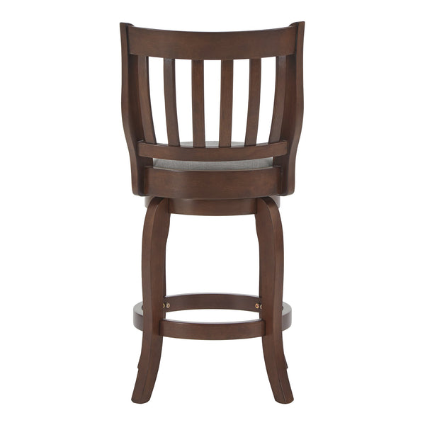 Morgan Swivel Counter Stool Rubberwood Frame Linen Seat with Slatted Back