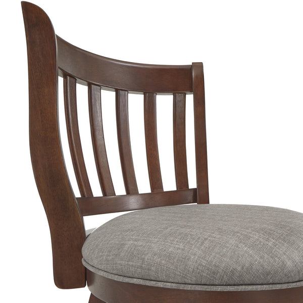 Morgan Swivel Counter Stool Rubberwood Frame Linen Seat with Slatted Back