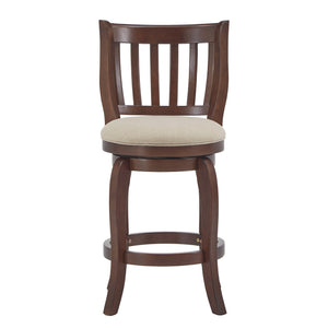 Homelegance Morgan Swivel Counter Stool Rubberwood Frame Linen Seat with Slatted Back Beige 892C272P(SPK)