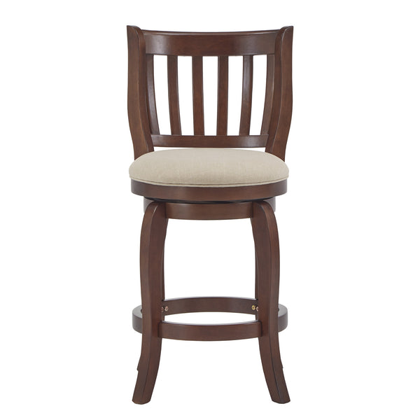 Homelegance Morgan Swivel Counter Stool Rubberwood Frame Linen Seat with Slatted Back Beige 892C272P(SPK)