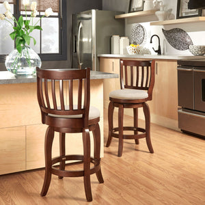 Morgan Swivel Counter Stool Rubberwood Frame Linen Seat with Slatted Back