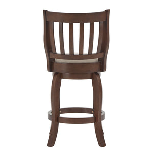 Morgan Swivel Counter Stool Rubberwood Frame Linen Seat with Slatted Back