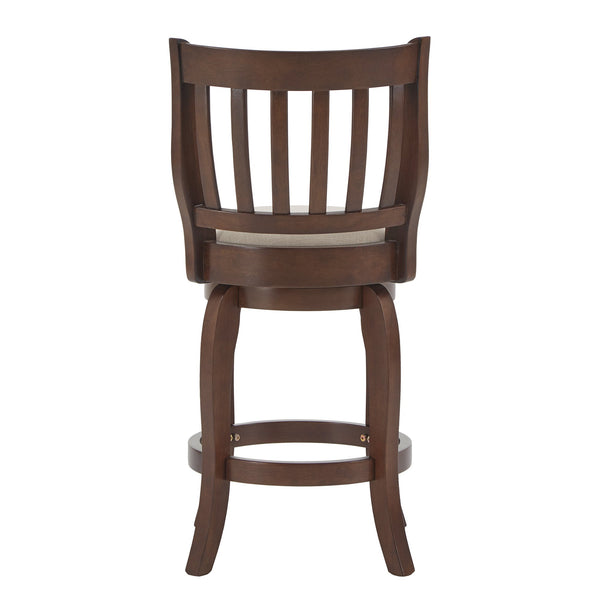 Morgan Swivel Counter Stool Rubberwood Frame Linen Seat with Slatted Back