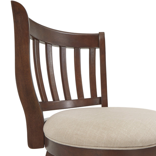 Morgan Swivel Counter Stool Rubberwood Frame Linen Seat with Slatted Back
