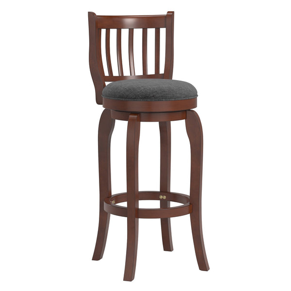 Morgan Rubberwood Swivel Barstool Padded Seat Slatted Back for Kitchen Counter Bar