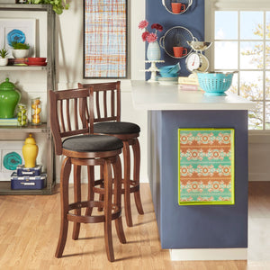 Morgan Rubberwood Swivel Barstool Padded Seat Slatted Back for Kitchen Counter Bar