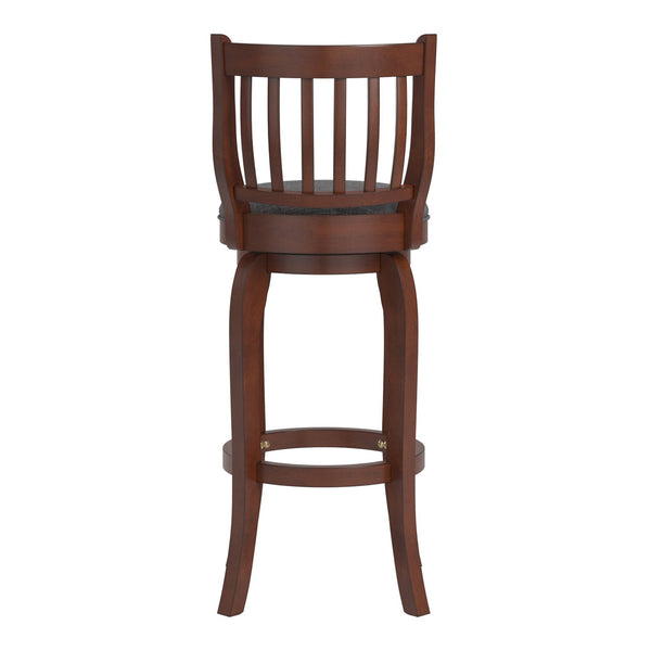 Morgan Rubberwood Swivel Barstool Padded Seat Slatted Back for Kitchen Counter Bar