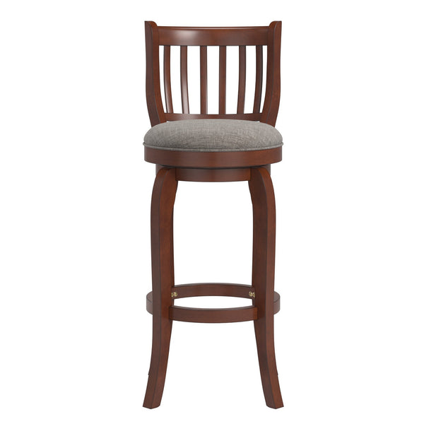 Morgan Rubberwood Swivel Barstool Padded Seat Slatted Back for Kitchen Counter Bar
