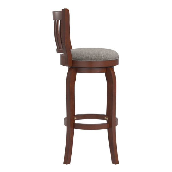 Morgan Rubberwood Swivel Barstool Padded Seat Slatted Back for Kitchen Counter Bar