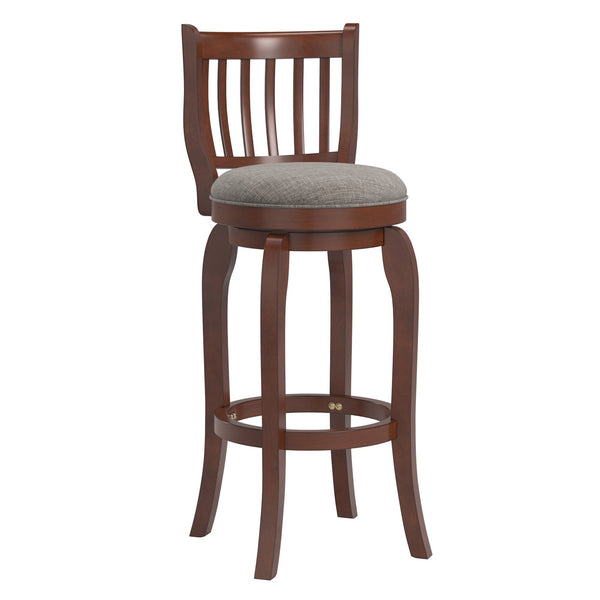 Morgan Rubberwood Swivel Barstool Padded Seat Slatted Back for Kitchen Counter Bar