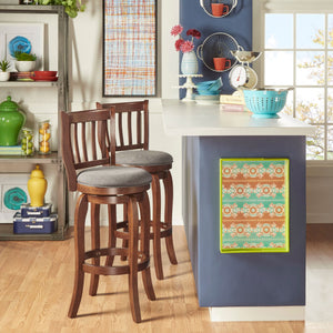 Morgan Rubberwood Swivel Barstool Padded Seat Slatted Back for Kitchen Counter Bar