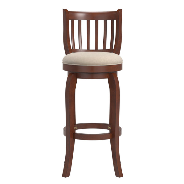 Morgan Rubberwood Swivel Barstool Padded Seat Slatted Back for Kitchen Counter Bar