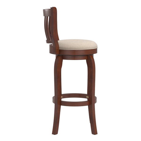 Morgan Rubberwood Swivel Barstool Padded Seat Slatted Back for Kitchen Counter Bar