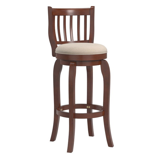 Morgan Rubberwood Swivel Barstool Padded Seat Slatted Back for Kitchen Counter Bar