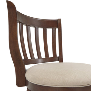Morgan Rubberwood Swivel Barstool Padded Seat Slatted Back for Kitchen Counter Bar