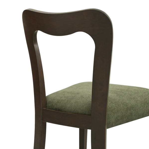 English Elm Christopher Knight Home® - Dining Chair Modern Set of 2 with Rounded Back and Upholstered Seat on Durable Rubberwood Frame Dark Brown,Green N771P254007L