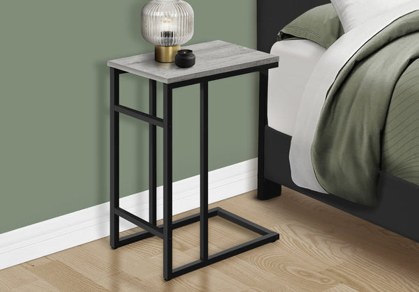 English Elm Accent C-Shaped Table - Modern Grey Laminate & Black Metal End Table For Living Room Or Office Use B2710P218971