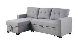 English Elm Convertible Upholstered Sectional Sofa with Pull-out Chaise Sleeper and Storage Light Gray B2730S00003