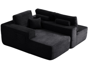 English Elm 104" Cloud Modular Sectional Plush Corduroy Deep Seating Sofa with Chaise for Living Room W3975S00031