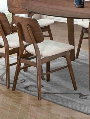 English Elm Mid-Century Upholstered Side Chair Pair with Rubberwood Frame, Curved Backrest and Cozy Seat Cushioning Beige,Walnut 40 L x 23 W x 6 H B2741P406188