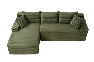English Elm 94.5" Corduroy Cloud Sectional Deep Seat L-shape Sofa for Modern Living Rooms W5515P479910