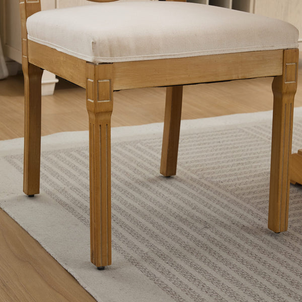 English Elm Full Solid wood rattan-back dining chair with breathable matte linen cushion, high-resilience foam comfort W1143P384364 W1143P384364