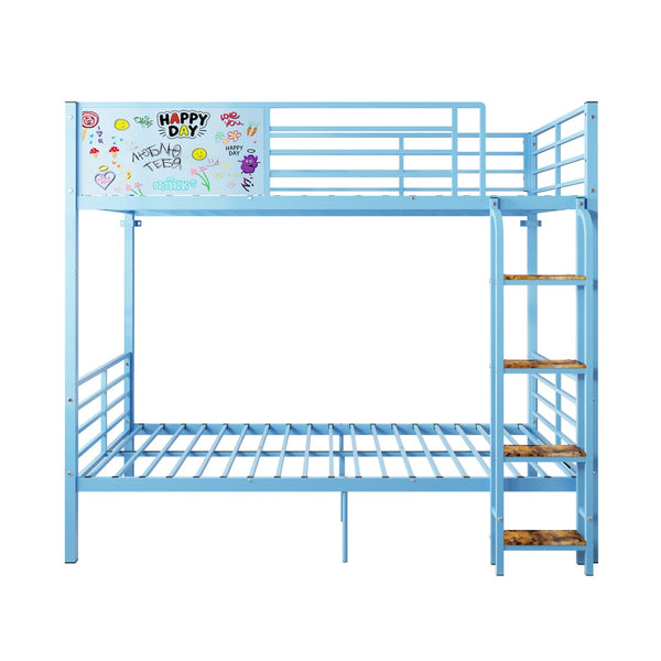 English Elm Metal Full Size Bunk Bed Convertible Steel Frame with Safety Guardrail for Kids W3752S00015