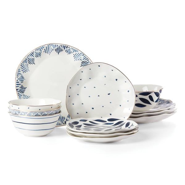 Lenox Blue Bay Porcelain Dinnerware Set with Gold Accent Rim and Elegant Motifs for Stylish Dining Blue 893116