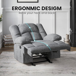 English Elm Oversized Rocking Rocker Recliner Chair with Ergonomic Support, Quick Tool-Free Assembly, Plush Comfort Stone Gray T3623P379945