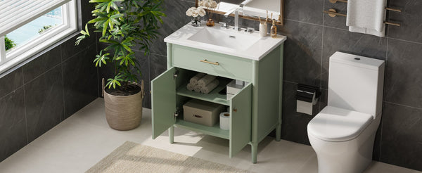 English Elm Christopher Knight Home® - 30 Inches Bathroom Vanity With Integrated Sink, Soft-Close Doors, Adjustable Shelf & Curved Design N817P299509G
