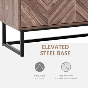 English Elm Homcom Modern Walnut Sideboard Buffet Cabinet With Chevron Doors, Adjustable Shelf For Stylish Storage W2225P217732