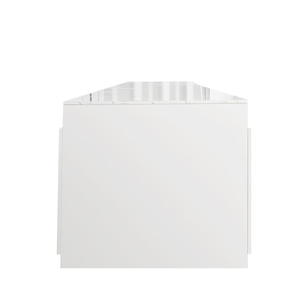 English Elm Modern Extendable Dining Table with Built-In Outlet, USB Ports & Storage, Space-Saving Console to 118" White W331S00193